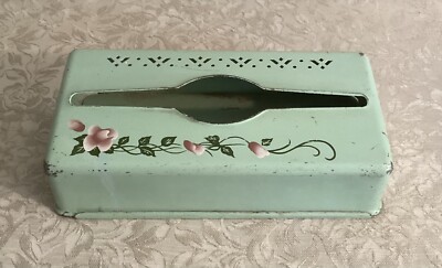 Vintage Detecto Scales Green Metal Tissue Box Holder Shabby Chic