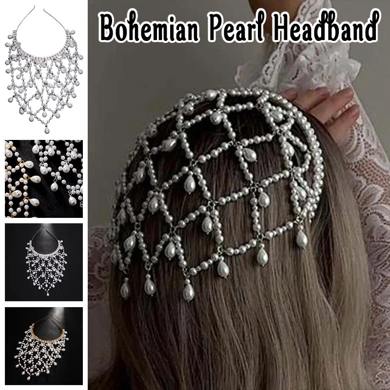 Bohemian Pearl Headband Vintage Hair Accessories Headwear Girls Jewelry Charming - Image 2 of 4