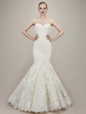 Enzoani Kendall Wedding Dress Gown 16 Ivory Alencon Lace Tulle Strapless