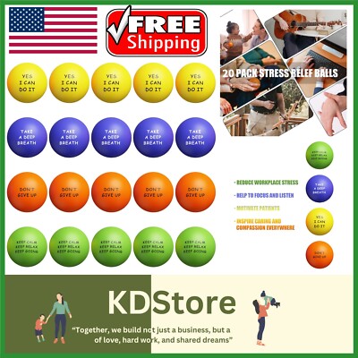 Durable EVA Stress Balls with Motivational Quotes - 20 Pack for Stress Relief