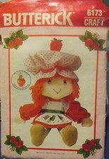 BUTTERICK 6173 - Vintage 80's Strawberry Shortcake Stuffed Doll -Craft Pattern