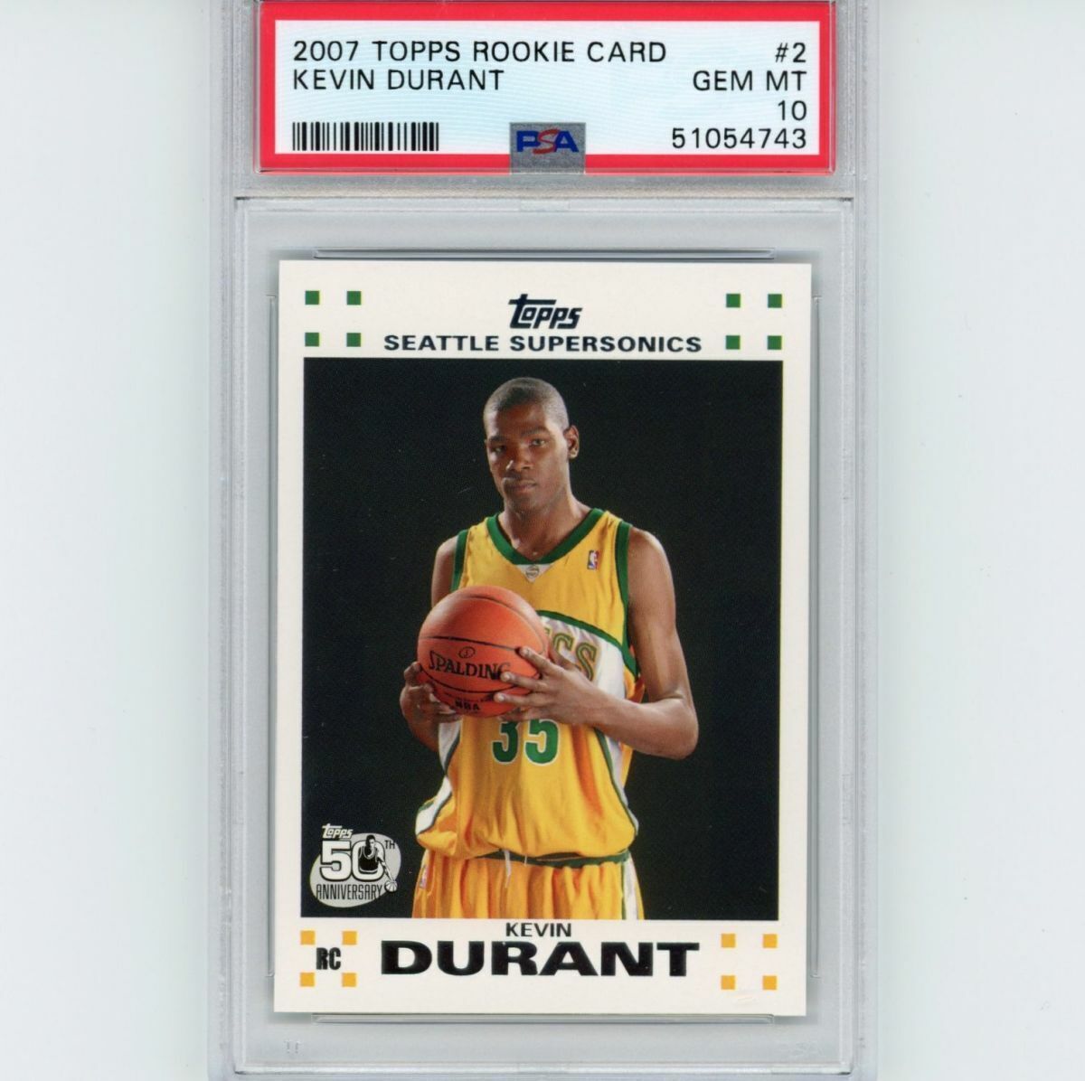 Graded 2007-08 Topps KEVIN DURANT #2 White Border Rookie Graded 2007-08 Topps KEVIN DURANT #2 White Border Rookie