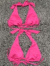 2- Wild Fable Women's M 8-10 Pink Removable Pads Triangle Back Tie Bikini Top