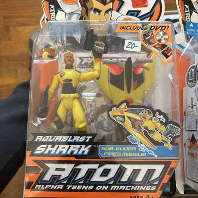 #ad Action Man A.T.O.M. Alpha Teens On Machines Aquablast Shark Figure Hasbro New $145.00