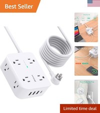 12 in 1 Power Strip with 8 Outlets  4 USB Ports, Surge Protection, Wall Mount