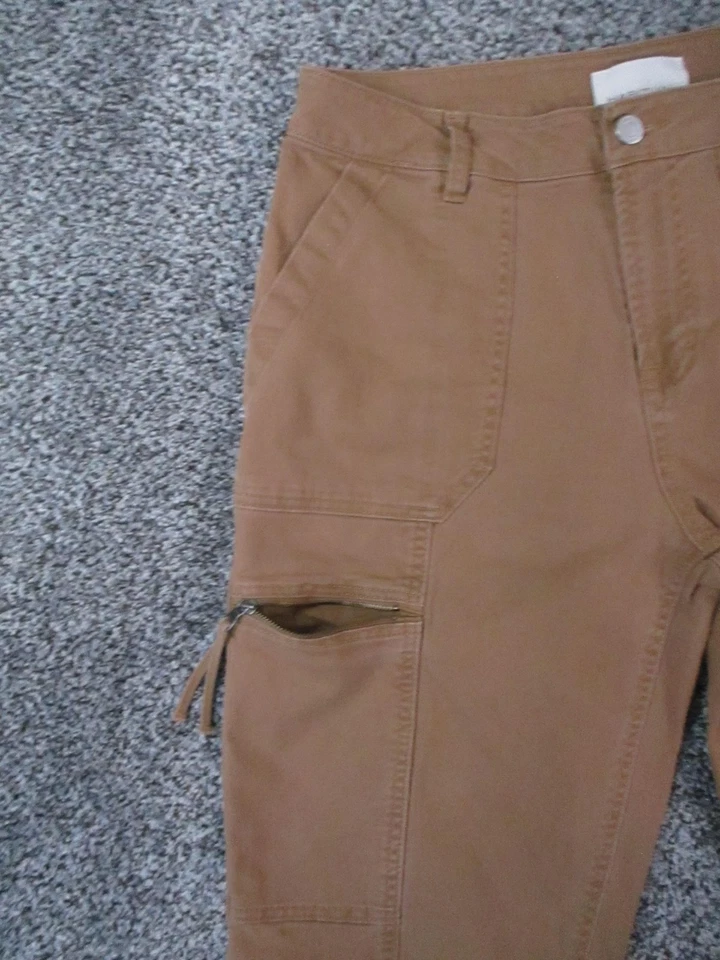 Привычные брюки женские 8 коричневые универсальные плотник карго эластичные карман на молнии 30x25 - Изображение 2 из 4
