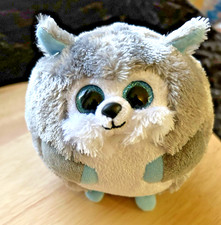 TY Beanie Baby Ballz - YUKON the Husky Dog Round Cute Blue Eyes Gift Plush