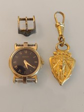 Gucci Gold Plated 3400L 7j Quartz Women's Watch No Band Zipper Charm Shield