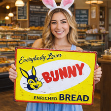 Everyone Loves Bunny Bread Embossed Metal Adv...