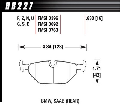 Hawk Performance HB227G.630 Rear Disc Brake Pad for Various Models