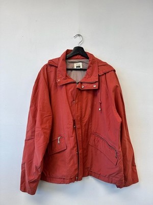Vintage GAP Jacket Large Red Hooded Zip Front Mesh Lined Pockets Casual Coat
