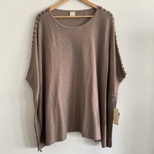 Ecru Poncho Cashmere Blend Whipstitch Trim 168 Shawl Wrap Large Womens Grey