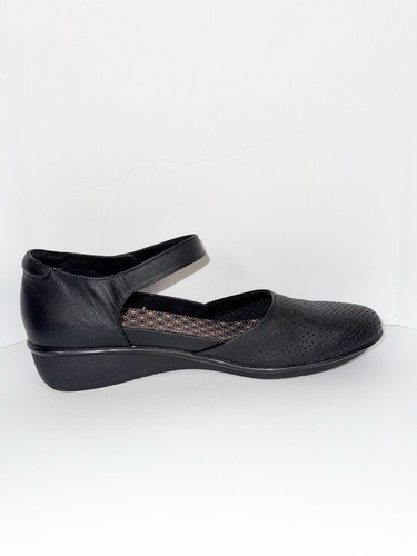 Scarpe comode REVERE Osaka Mary Jane mocassino in pelle nero cuscino orto largo 12 - Foto 9 di 15