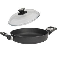 Skk Aluguss Paella-Pfanne 32 Cm Induktion Brat-Kasserolle Antihaft & Glasdeckel