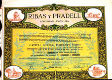 Ribas Y Pradell S.A. histor. Aktie Barcelona 1970 Spanien Espa&ntilde;a Catalunya
