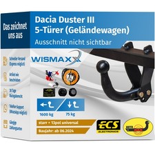 ANHÄNGERKUPPLUNG starr für Dacia Duster III ab 24 +13pol E-Satz ABE