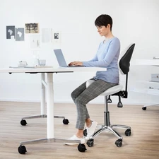 Adjustable Saddle Stool Chairs with Back Support Ergonomic 
