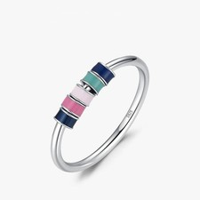 New Authentic 925 Sterling Silver Original Ring Multi-color Movable Circle Beads