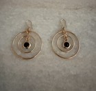 Vintage Milor Italy Bronze Double Circle Dangling Black Earrings — photo 7