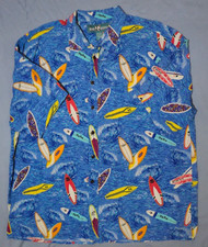 Vintage Big Dogs Men’s Hawaiian Shirt Surf Board Print Rayon 2X