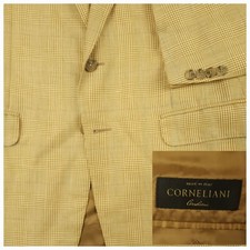 Corneliani Sport Coat Mens 40R Flax Linen Wool Made in Italy Prince of Wales