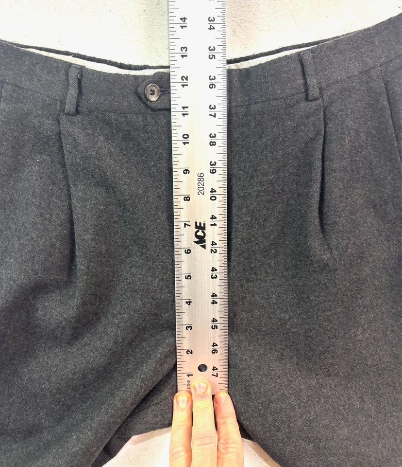 Pantalones de vestir plisados de lana de franela carbón 34x32 Nordstrom Barry Bricken años 90 de colección Foto 3 de 4