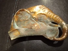 Vintage Cast Bronze Elephant Head  Ash Tray Cigar  6.5"  (77A)