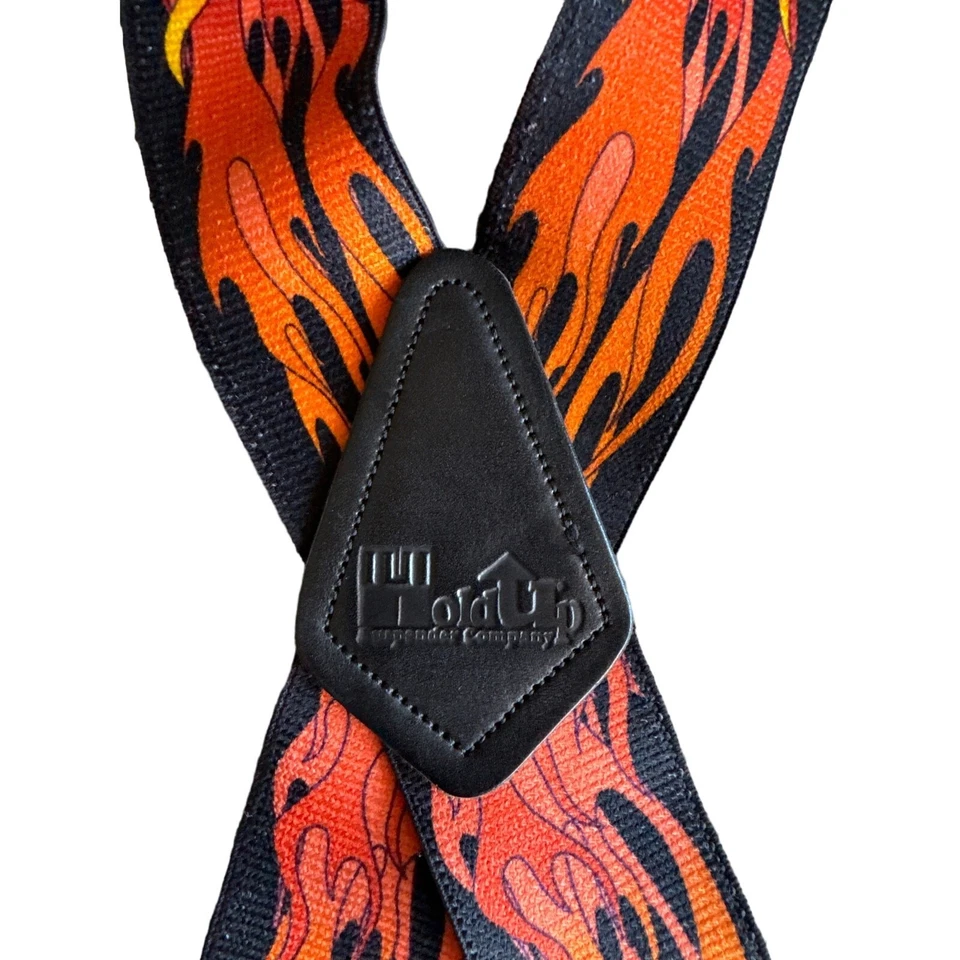 Hold Up Fire Flame Black Adjustable Suspenders - Image 2 of 4
