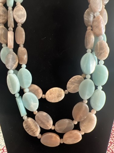 MINE FINDS BY JAY KING DRT SUNSTONE AMAZONITE THREE STRAND NECKLACE