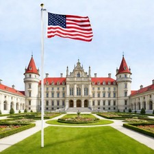 20 ft Aluminum Flag Pole Sectional Flagpole Kit Heavy Duty 3'x5' US Flag, Silver