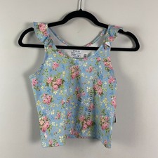 Polo Ralph Lauren Girls Top XL 16 Ruffle Blue Floral Performance Jersey Stretch