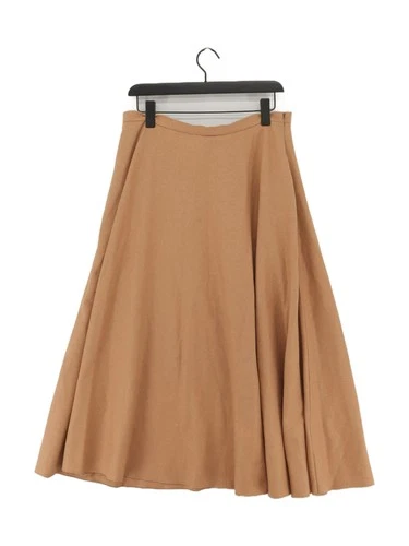 Max Mara Women's Maxi Skirt UK 14 Brown Wool with Cotton Long Maxi