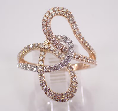 1Ct Round Cut Moissanite Womens Love Knot Wedding Band 14K Tri Color Gold Plated