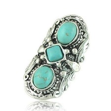 Bague Turquoise Tibet Cru Hippy Sculpté Bague Réglable Gypsy