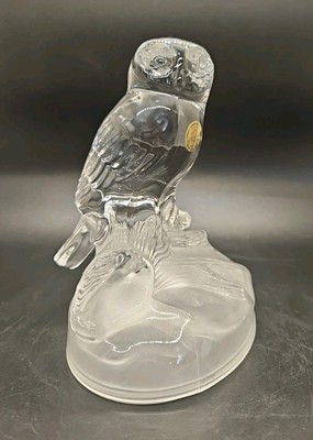Cristal d'Arques Glas Eule, Frankreich Skulptur Ornament Briefbeschwerer Kristall