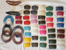 50 Side Hair Comb Clips Huge Lot 1980s 90s Ponytail Clincher Combs Retro Vintage