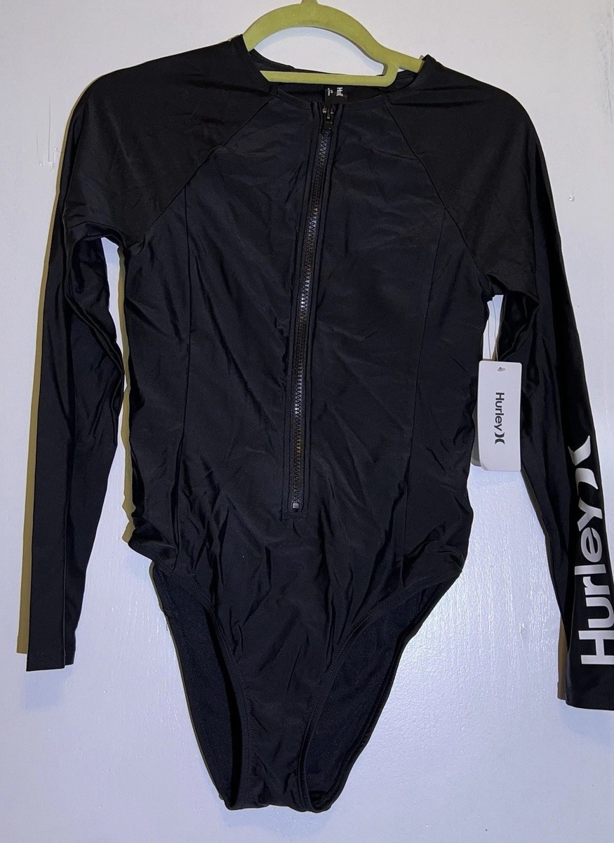Hurley Long Sleeve One Piece Swimsuit Women's US Size S Black
