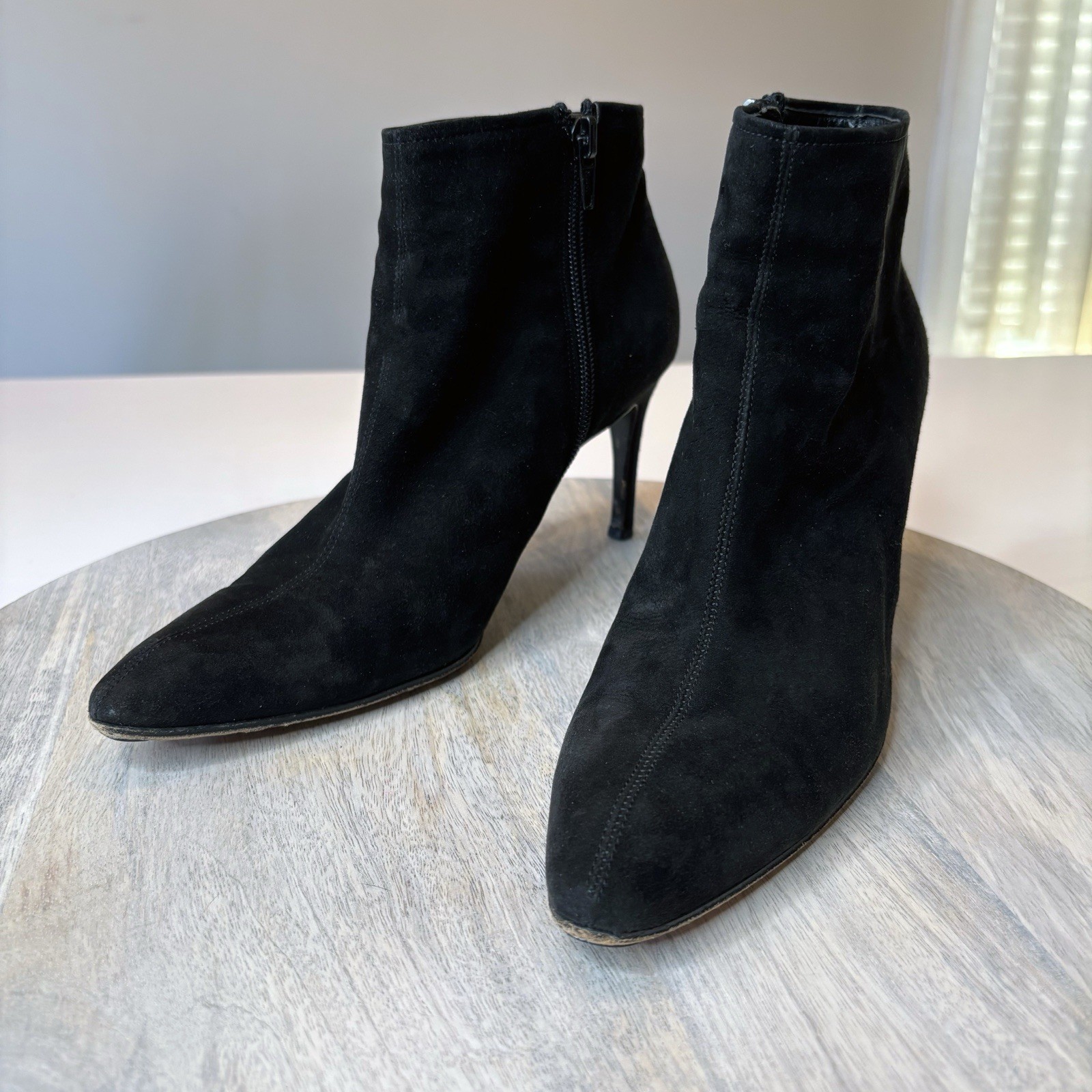 Stivaletti scamosciati neri con cerniera autentici Yves Saint Laurent taglia 7 M