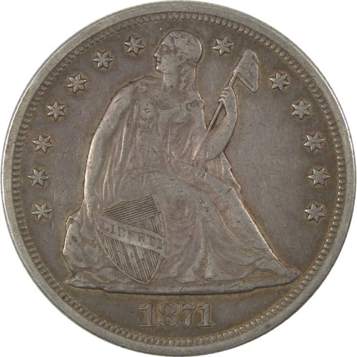 1871 Seated Liberty Silver Dollar VF Very Fine $1 Coin Collectible