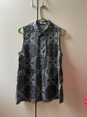 Equipment Shirt Silk Women's Sleeveless Collar Medium Gray Green