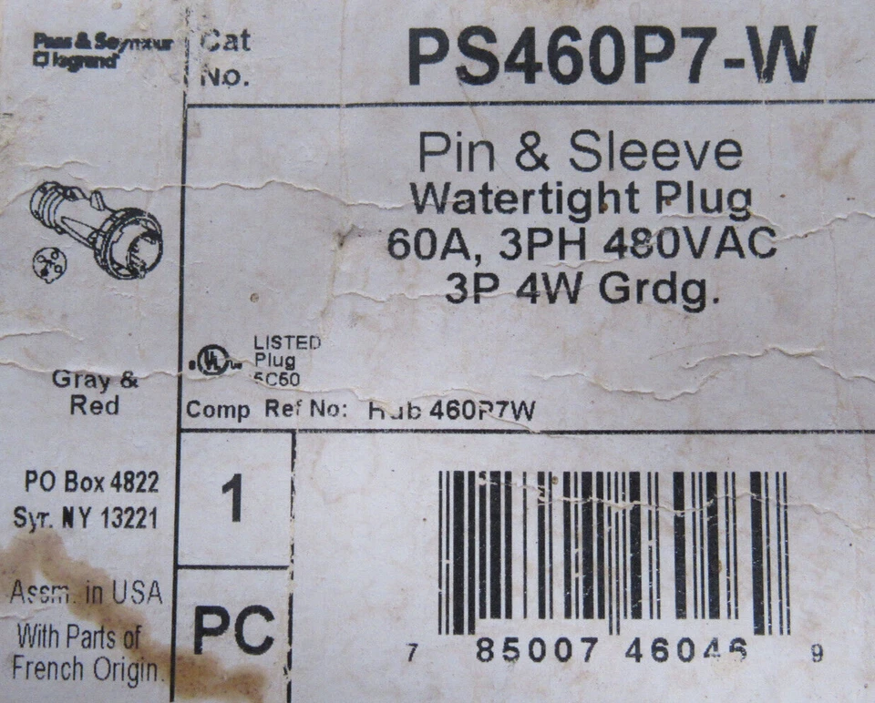 NUEVO ENCHUFE HERMÉTICO PASS & SEYMOUR PS460P7-W 60A PS460P7W Foto 4 de 4