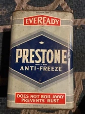 VTG  Eveready Prestone Anti-Freeze 1 Gallon Oil Can Antique Old Gas Advertising