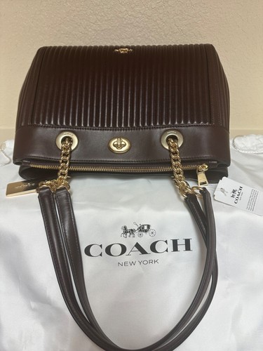 Coach 22751 Turnlock Edie Quilted Leather Carryall Shoulder L Bag Oxblood NWT - Picture 6 of 15