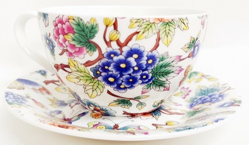 Magic Garden Breakfast Cup & Saucer Bone China Floral Butterfly Cappuccino Latte - Picture 3 of 6