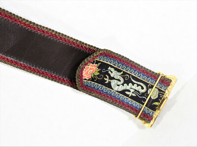 Rare Christian Dior Leather Belt w/ Chinoiserie Silk  display picture 2
