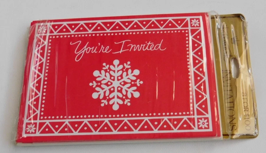 Lote De 5 Paquetes 40 Invitaciones Vintage Sello You Are Invited Fiesta Navidad Foto 2 de 3