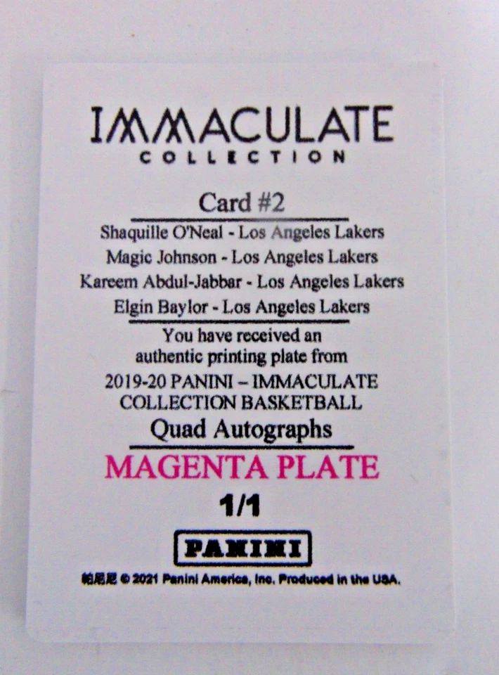 Balón de canasta Panini impecable placa de impresión magenta 1/1 CUATRO leyendas Foto 2 de 4