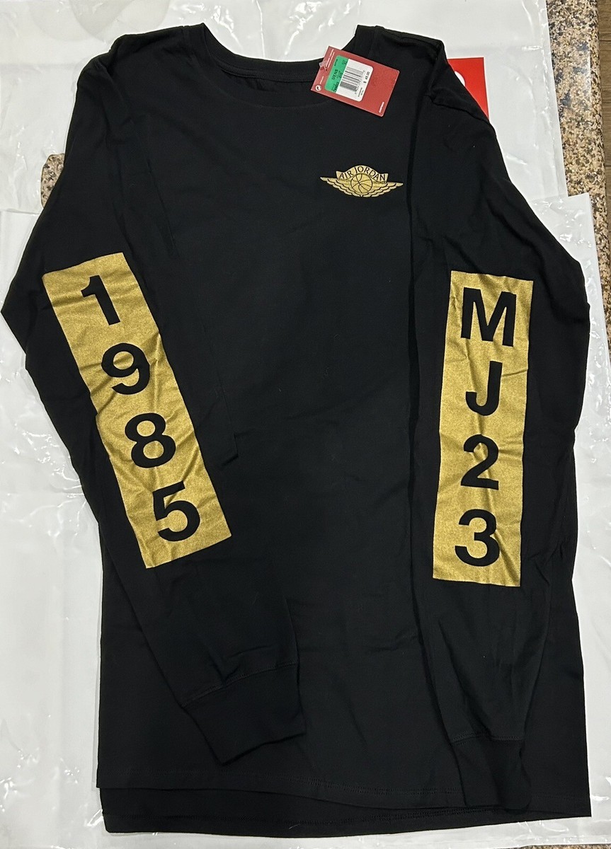 Nike Air Jordan Retro 1, 23 Pinnacle Long sleeve Black/Gold 799603-010 Sz XL