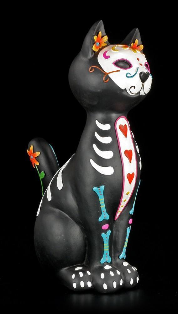Cat Figure - Day of the Dead - Puss - Gothic Cat Kitten Decorative Statue