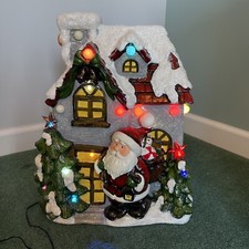 Christmas Lighted Musical Santa House Large 18x13x9